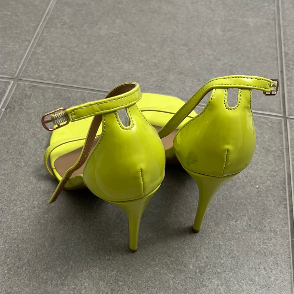 Anne Michelle Yellow High Heeled Sandals - Picture 2 of 2